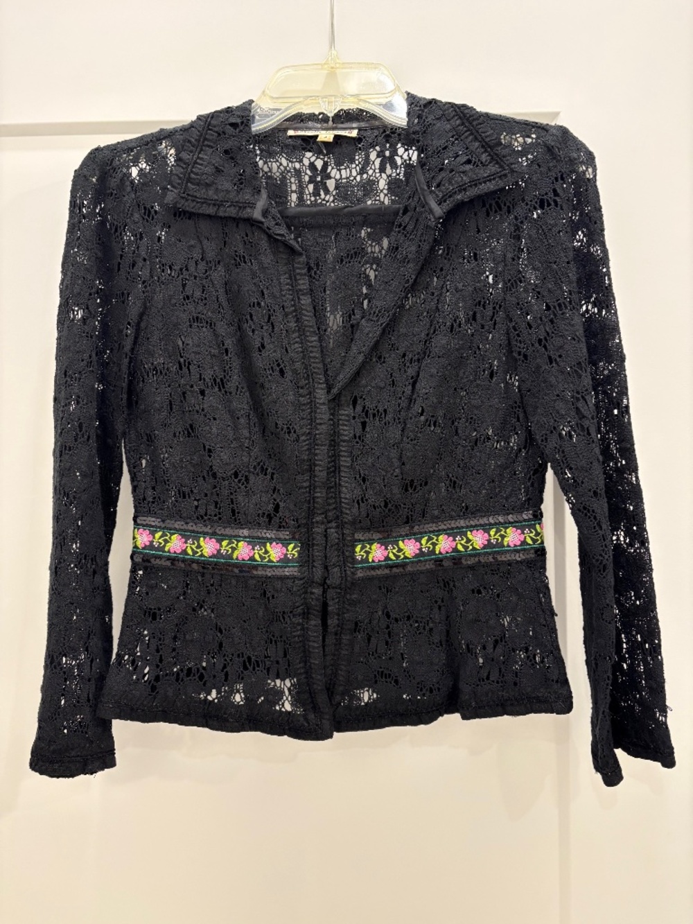 NANETTE LEPORE Black Lace Jacket; Size 2